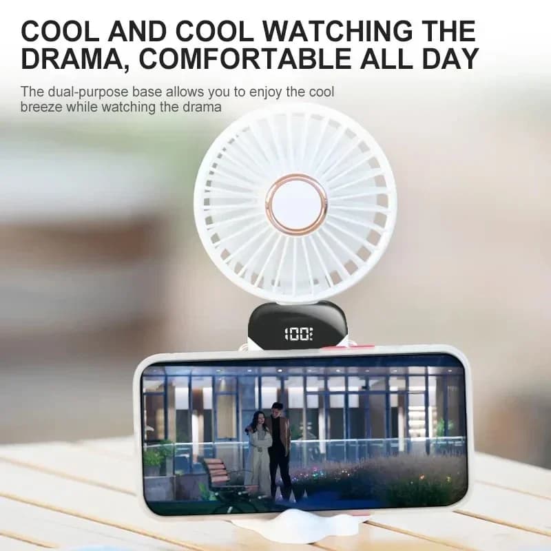 Portable Handheld Mini Fan 5 Speed USB Rechargeable Neck Hanging Foldable — image 3