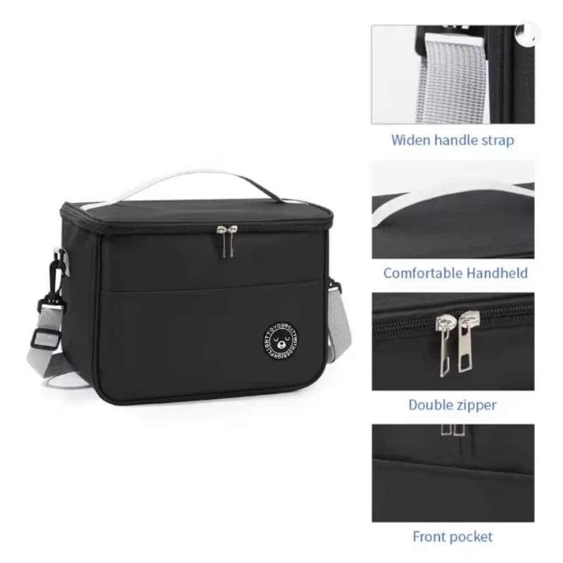 Insulated Lunch Bag Large Capacity Waterproof Shoulder Strap Hand Bento Bag — image 6