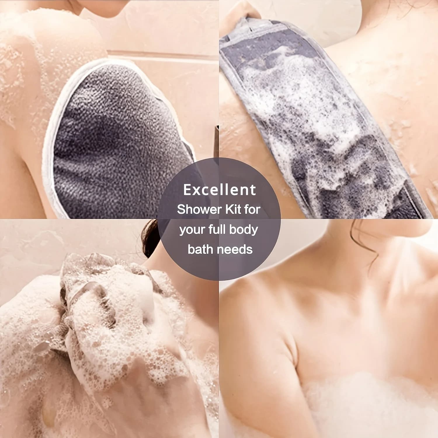 Exfoliating Body Scrubber Set Back Scrubber Bath Glove Loofah — image 3
