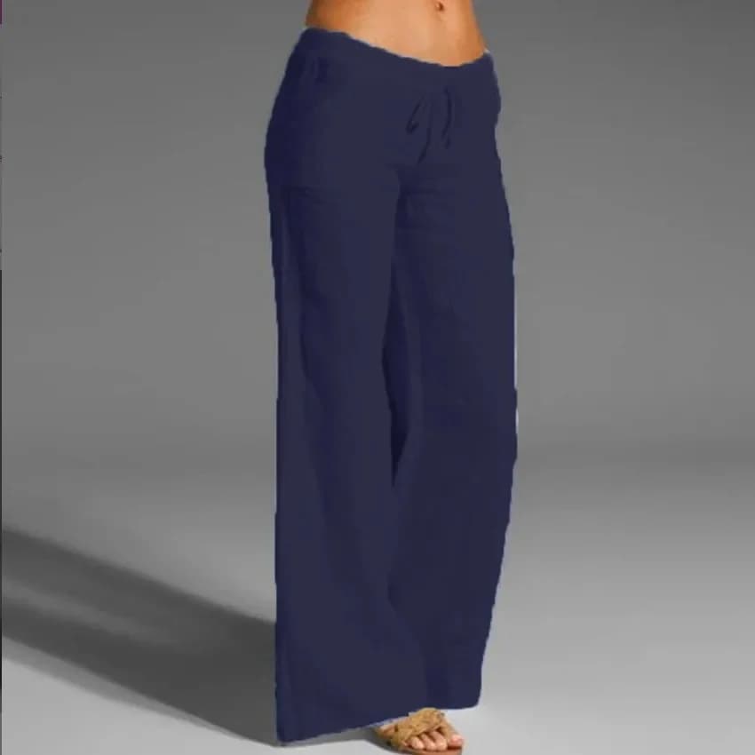 Women's High-Waisted Bell Bottom Pants Cotton Linen Casual Comfort Fit New Best — image 9