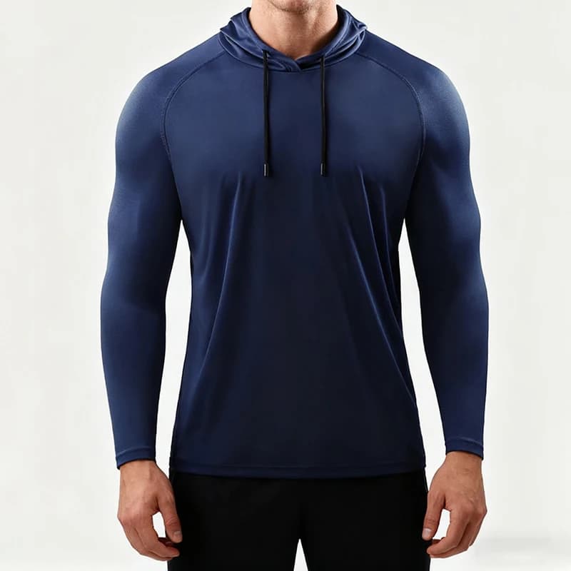 Men's Hooded Long Sleeve Gym Shirt Sportswear Running Fitness Casual Top — image 3