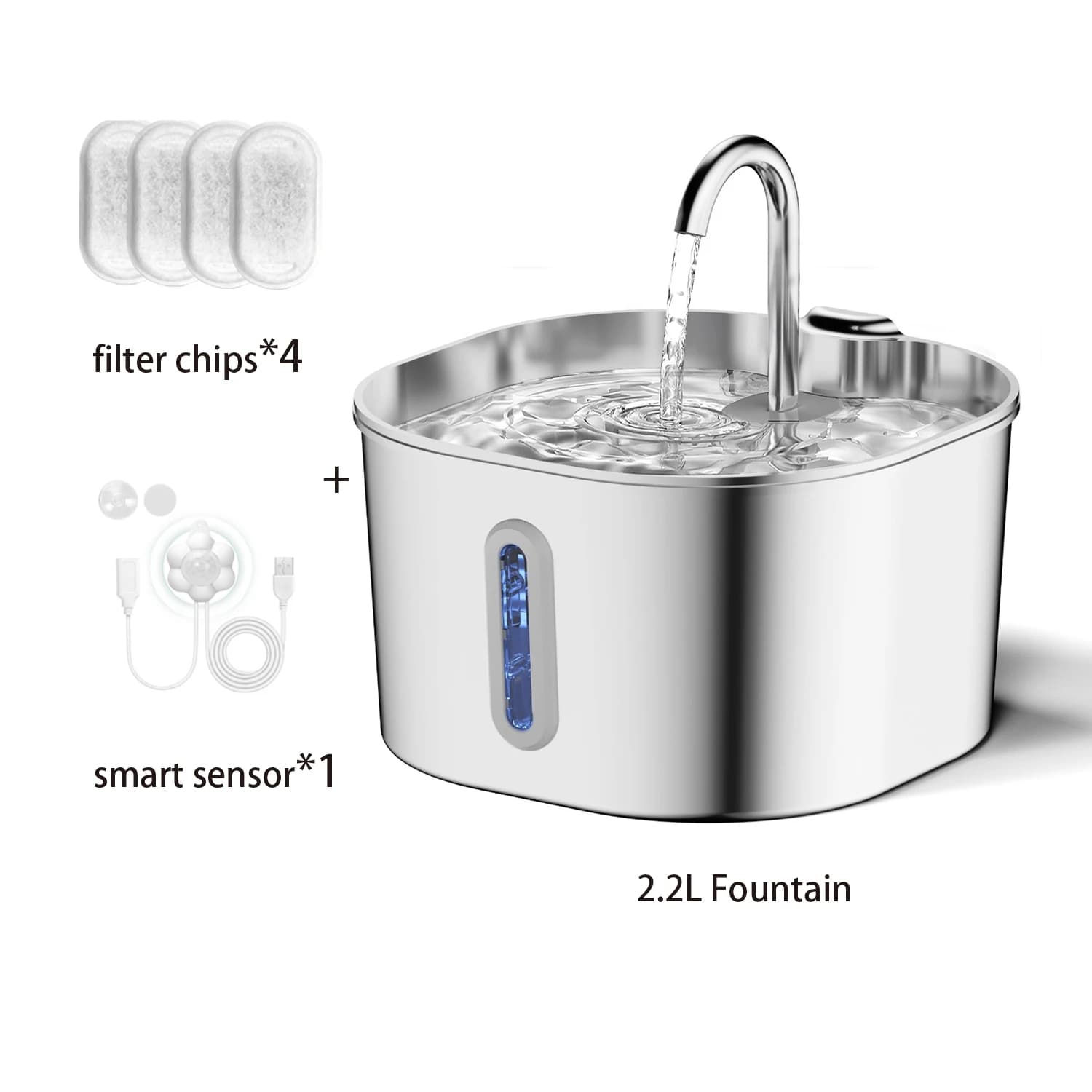 Automatic Water Fountain 2.2L Stainless Steel Pet Cat Dog Bowl New ZYFeeder With — image 11