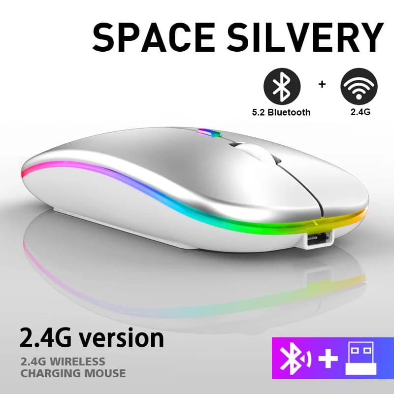 Rechargeable Bluetooth Wireless Mouse 2.4GHz USB RGB 1600DPI Gaming — image 9