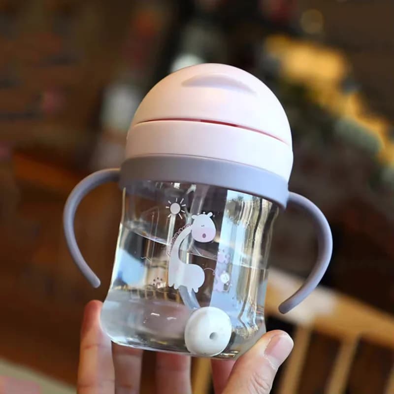 Children's Water Bottle with Straw Double Handle Leak-Proof Kids Cup — image 3