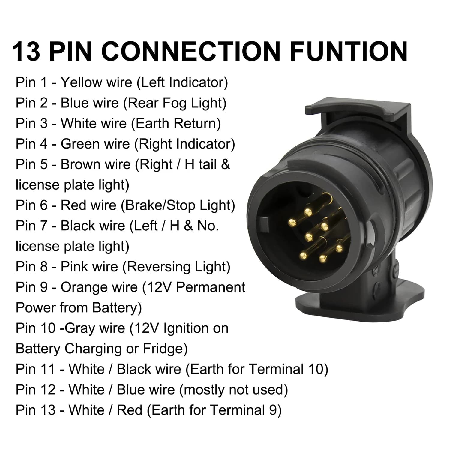 13 Pin to 7 Pin Trailer Towing Adapter Plug 12V Caravan Truck Towbar Connector — image 6