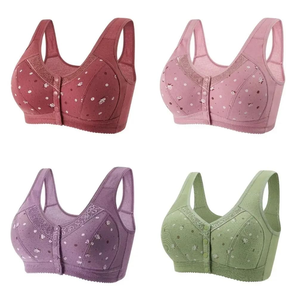 Wireless Bra for Older Women Full Cup Floral Printed Breathable Tank Top Bras UK — image 3