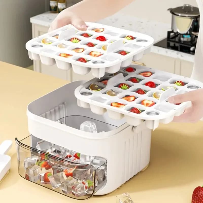 50 Grid Double Layer Ice Cube Tray Reusable Food Grade Ice Mould Maker — image 3
