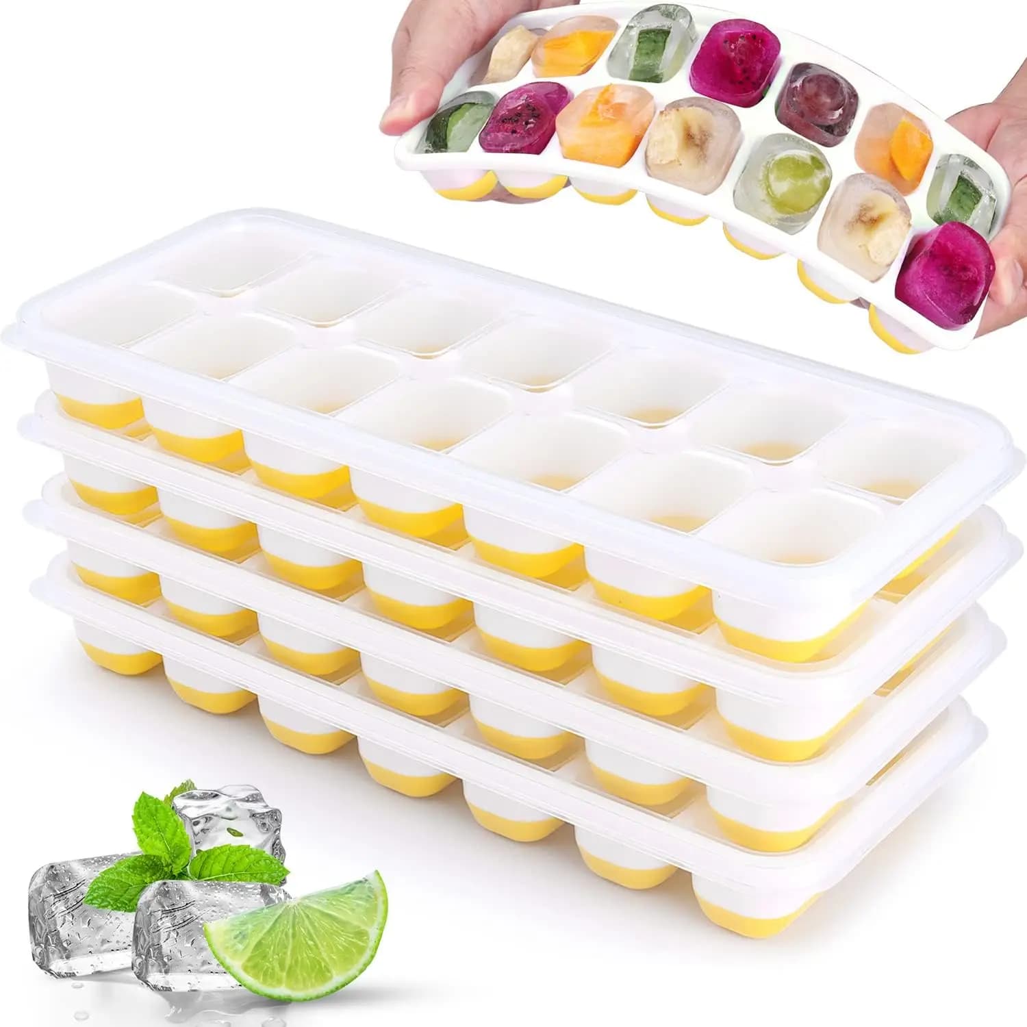 Ice Cube Tray Silicone Mould with Cover Square 14-Cube Easy Release Bar Moulds — image 10