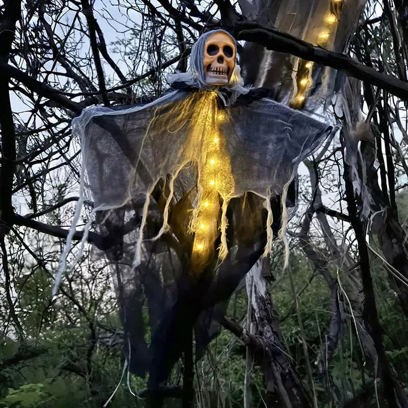 Halloween Glowing Skull Skeleton Gauze Hanging Ghost Decoration 1 Pc Home UK