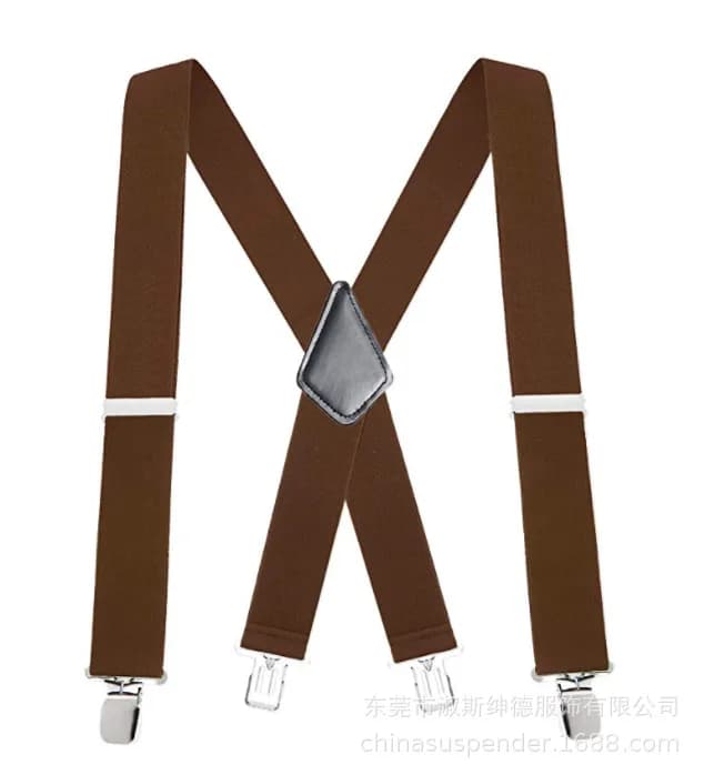 Men's Suspenders Braces 50mm Wide Elastic X-Shaped Four Clip Black — image 22