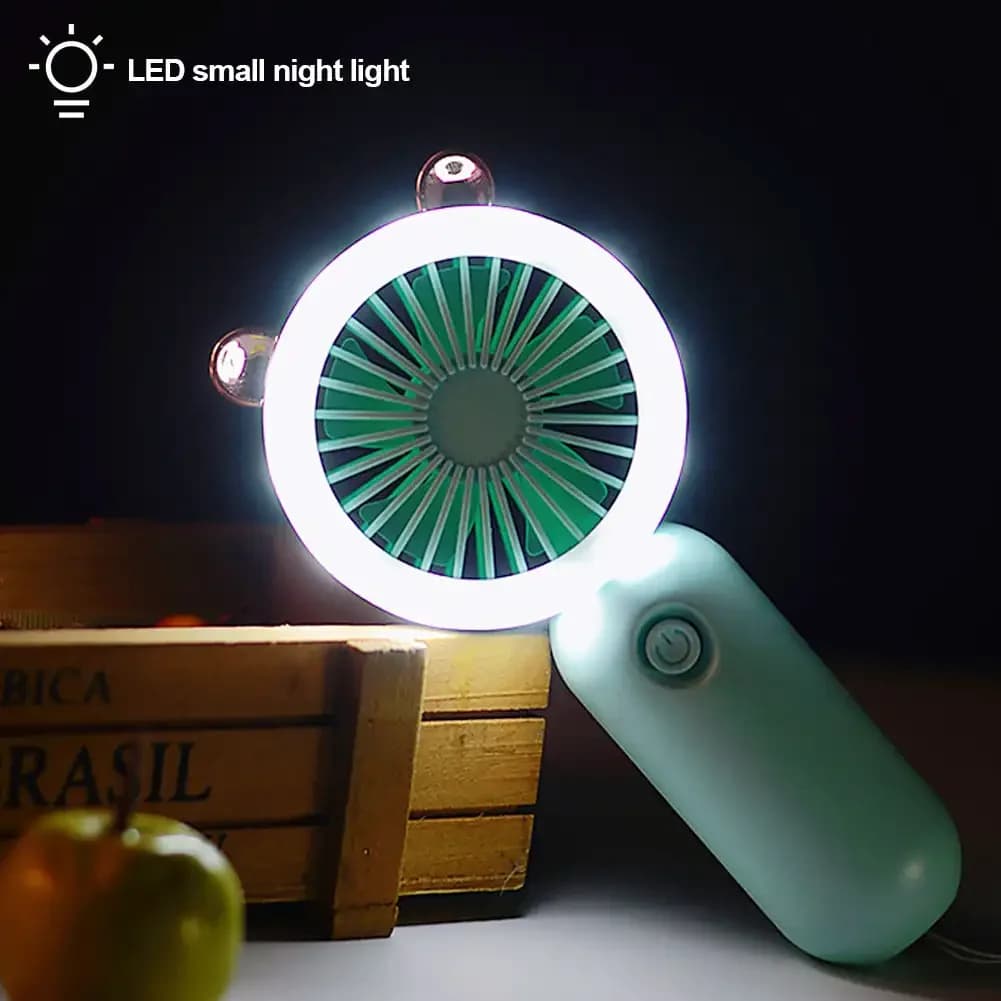 Portable Neck Hanging Fan USB Rechargeable Mini Fan 3 Speed LED New Foldable New — image 2