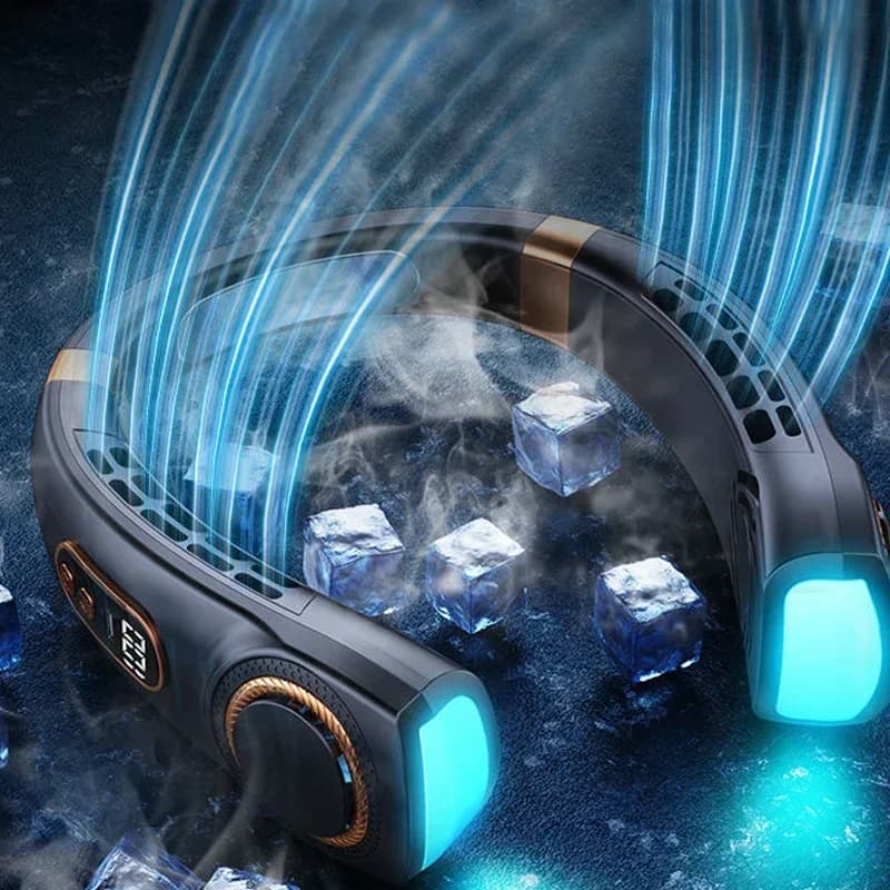 Portable Bladeless Neck Fan USB Rechargeable LED 360° Cooling 4000mAh Multi Speed — image 3