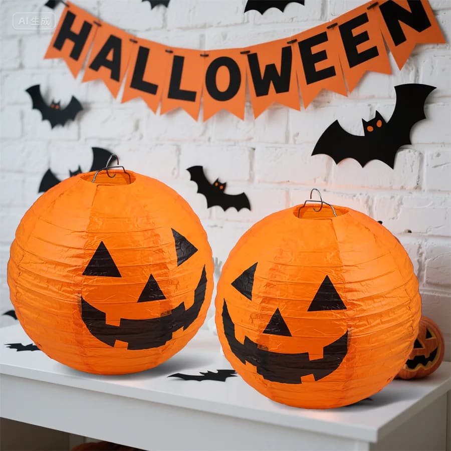 Halloween Pumpkin Lanterns Paper Decoration Hanging Ornament for Home UK — image 4