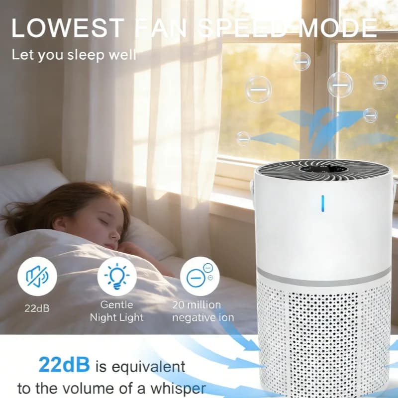 Portable Air Purifier Quiet 22dB HEPA Filter Negative Ion Air Cleaner for Home — image 6
