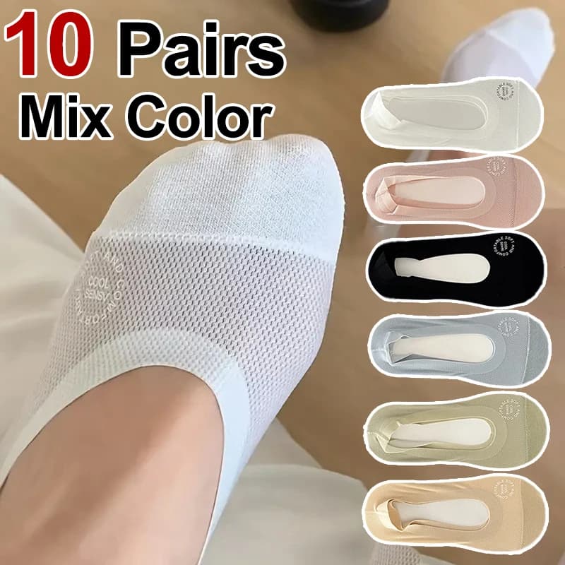 Women's Invisible Socks Breathable Mesh Thin No-Show with Silicone Grip Spring Summer — image 11