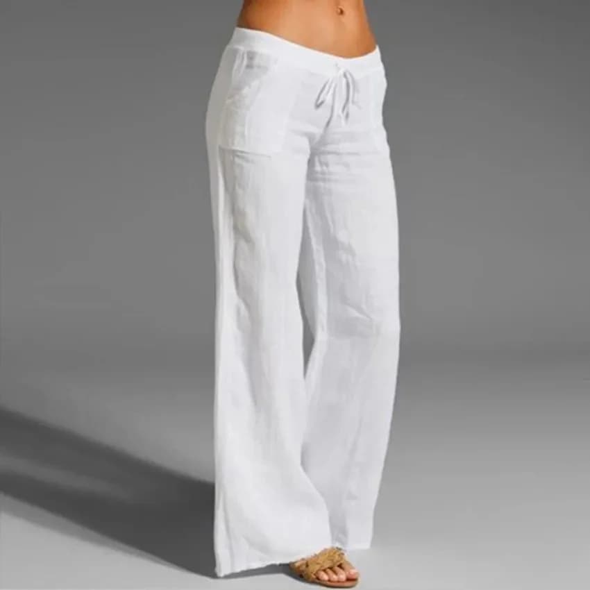 Women's High-Waisted Bell Bottom Pants Cotton Linen Casual Comfort Fit New Best — image 12
