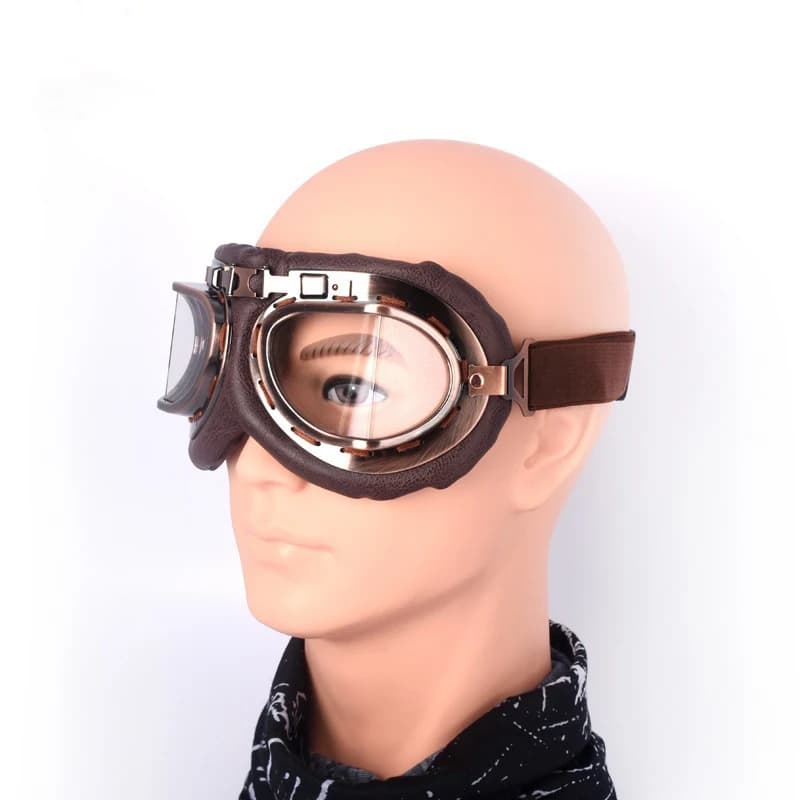 Vintage Leather Motorcycle Goggles Retro Pilot Dirt Bike Goggles for Jet Helmet — image 5