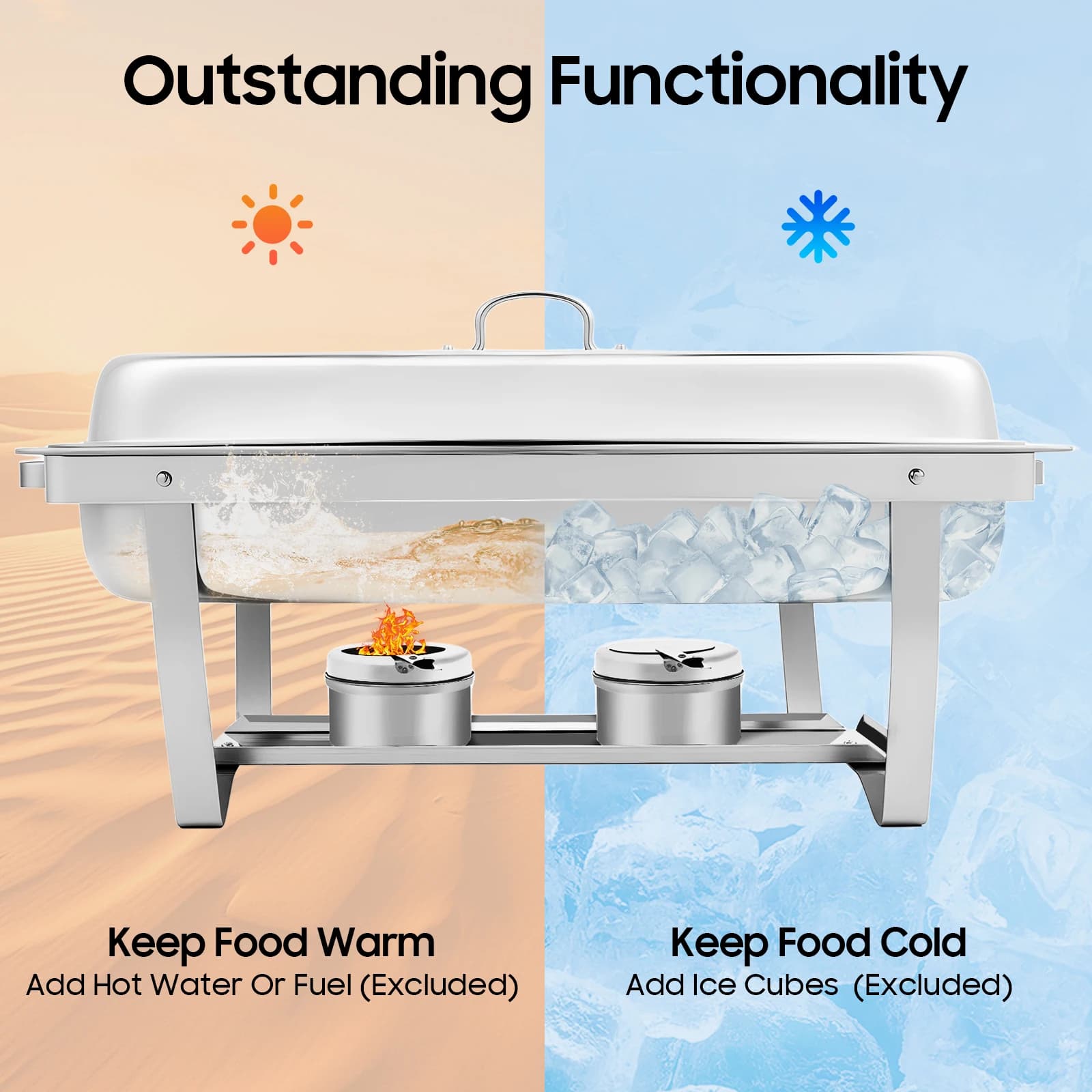Stainless Steel Chafing Dish Buffet Set Rectangle Foldable Catering New NEWEST U — image 4
