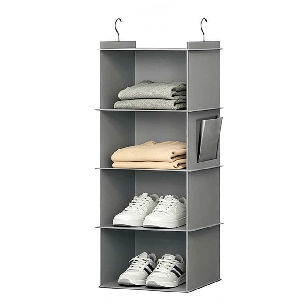 Hanging Shelving Wall Mounted Storage Clothing Rack Fabric 3 4 5 6 Grid Sorting — image 9