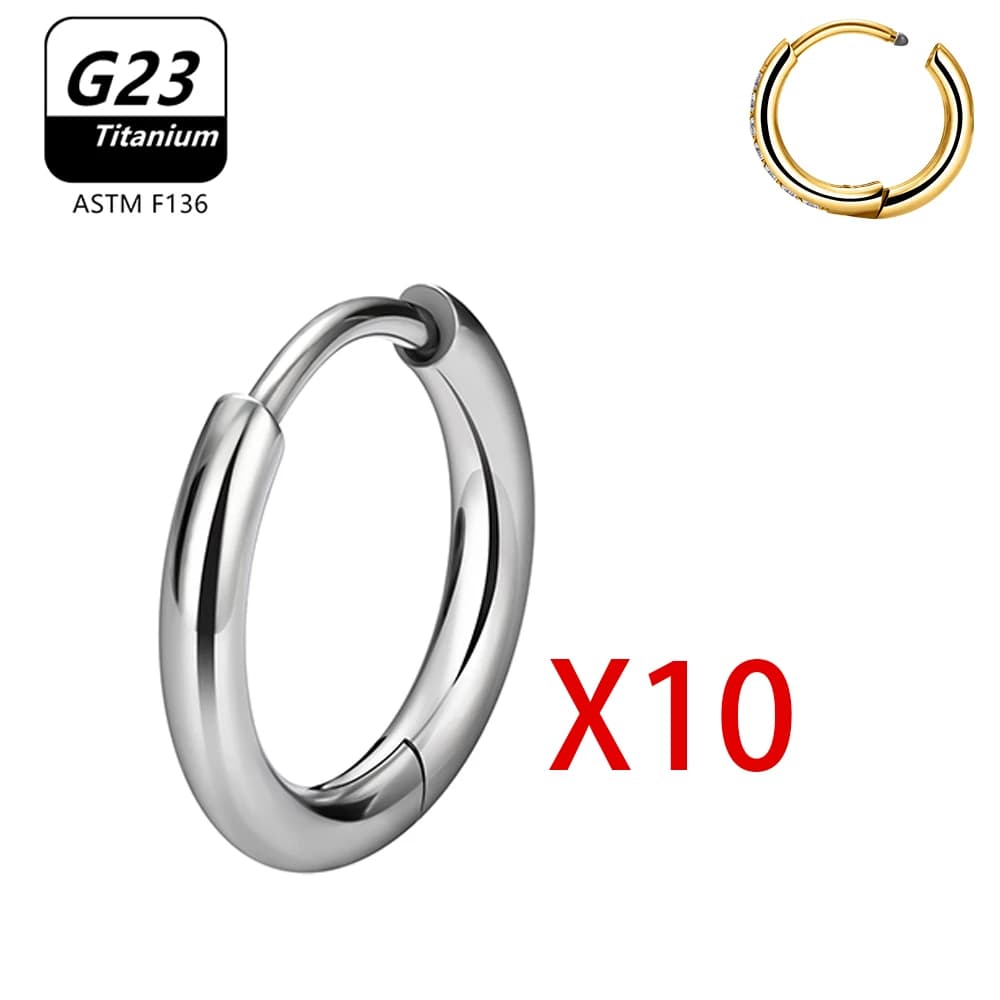 10 Pcs G23 Titanium Hoop Earrings Nose Ring ASTM F136 Body Jewellery — image 13