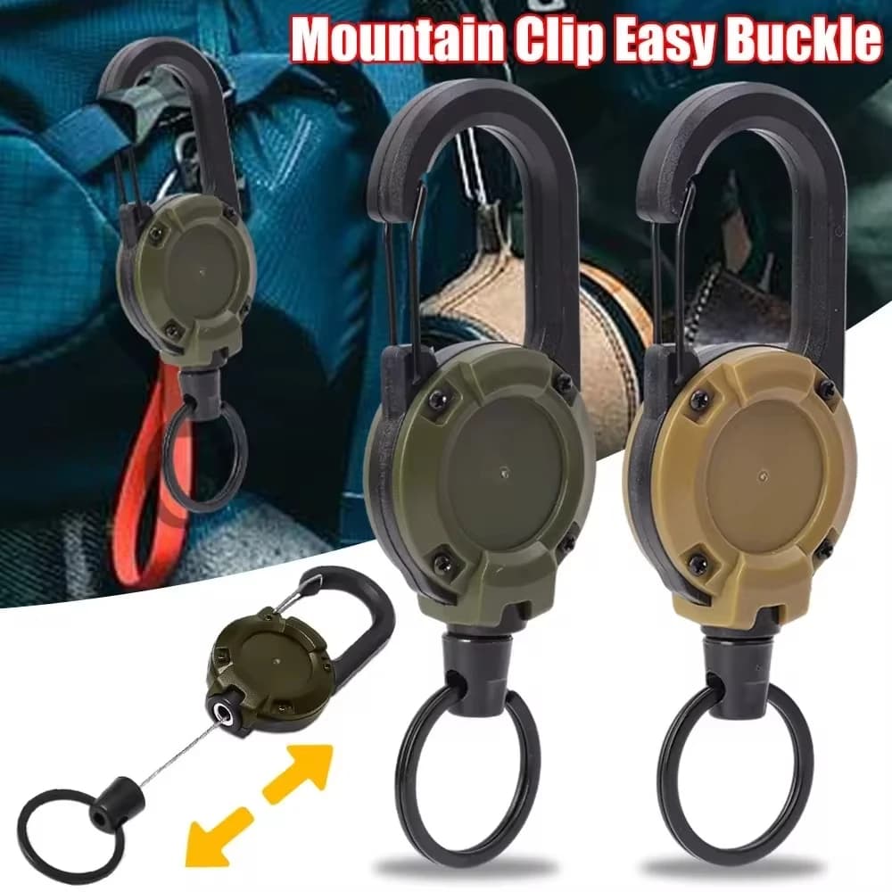 Retractable Heavy Duty Pull Reel Carabiner Steel Wire Rope Key Ring New Strong U — image 6