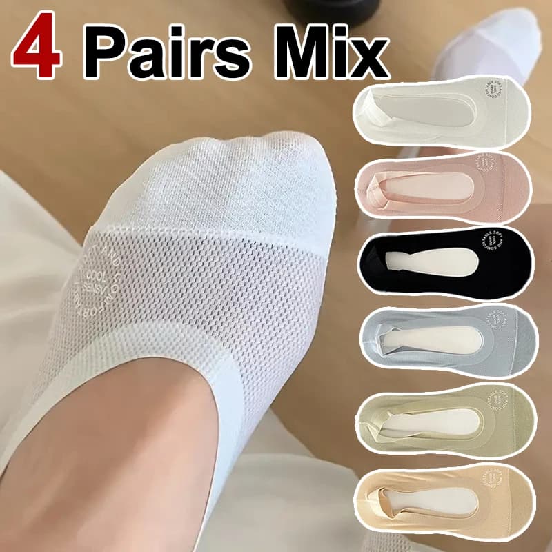 Women's Invisible Socks Breathable Mesh Thin No-Show with Silicone Grip Spring Summer — image 7