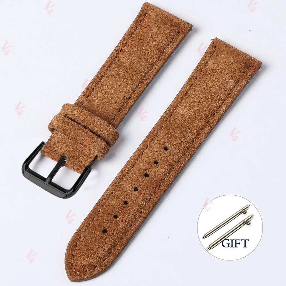Watch Strap 18mm 19mm 20mm 22mm Suede Cowhide Handmade New Vintage Band Gray for — image 16