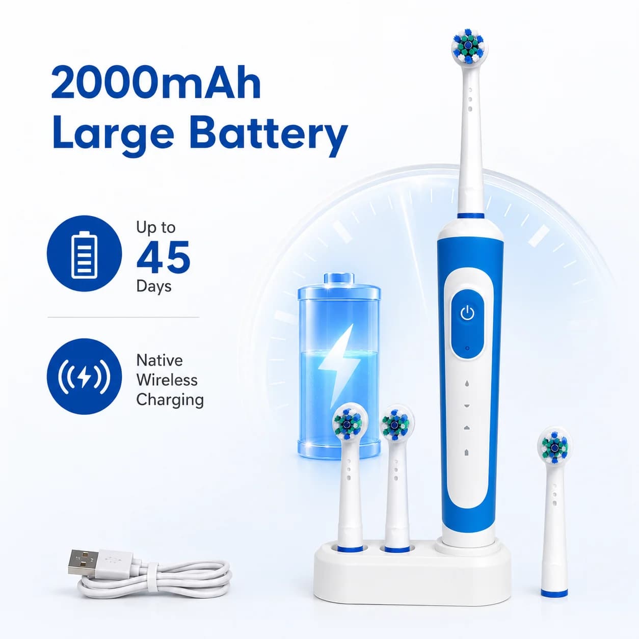 Rotary Electric Toothbrush for Adults 3 Modes IPX7 Waterproof — image 3