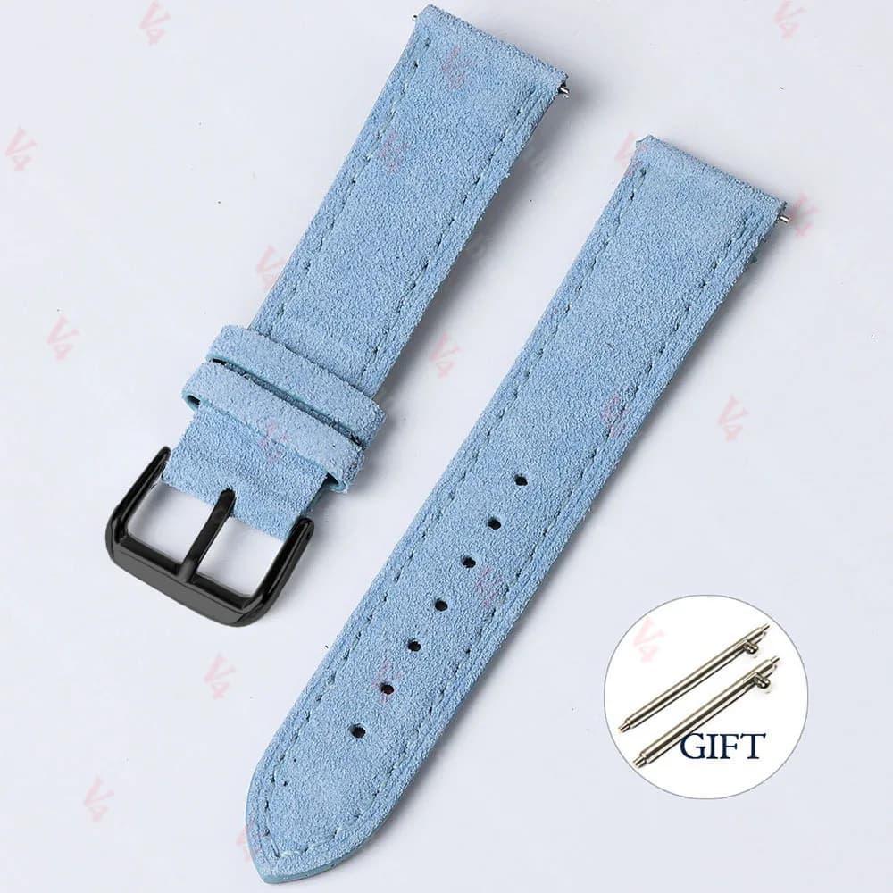 Watch Strap 18mm 19mm 20mm 22mm Suede Cowhide Handmade New Vintage Band Gray for — image 21