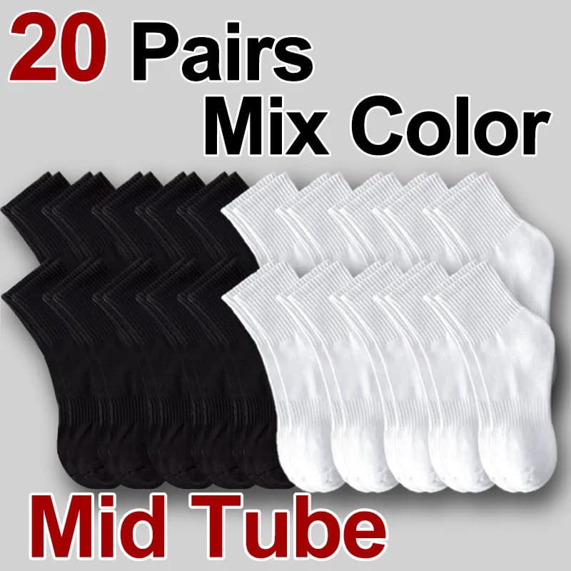 Sports Socks 5 10 20 Pairs Breathable Sweat Absorbing Round Neck New Neutral All — image 21