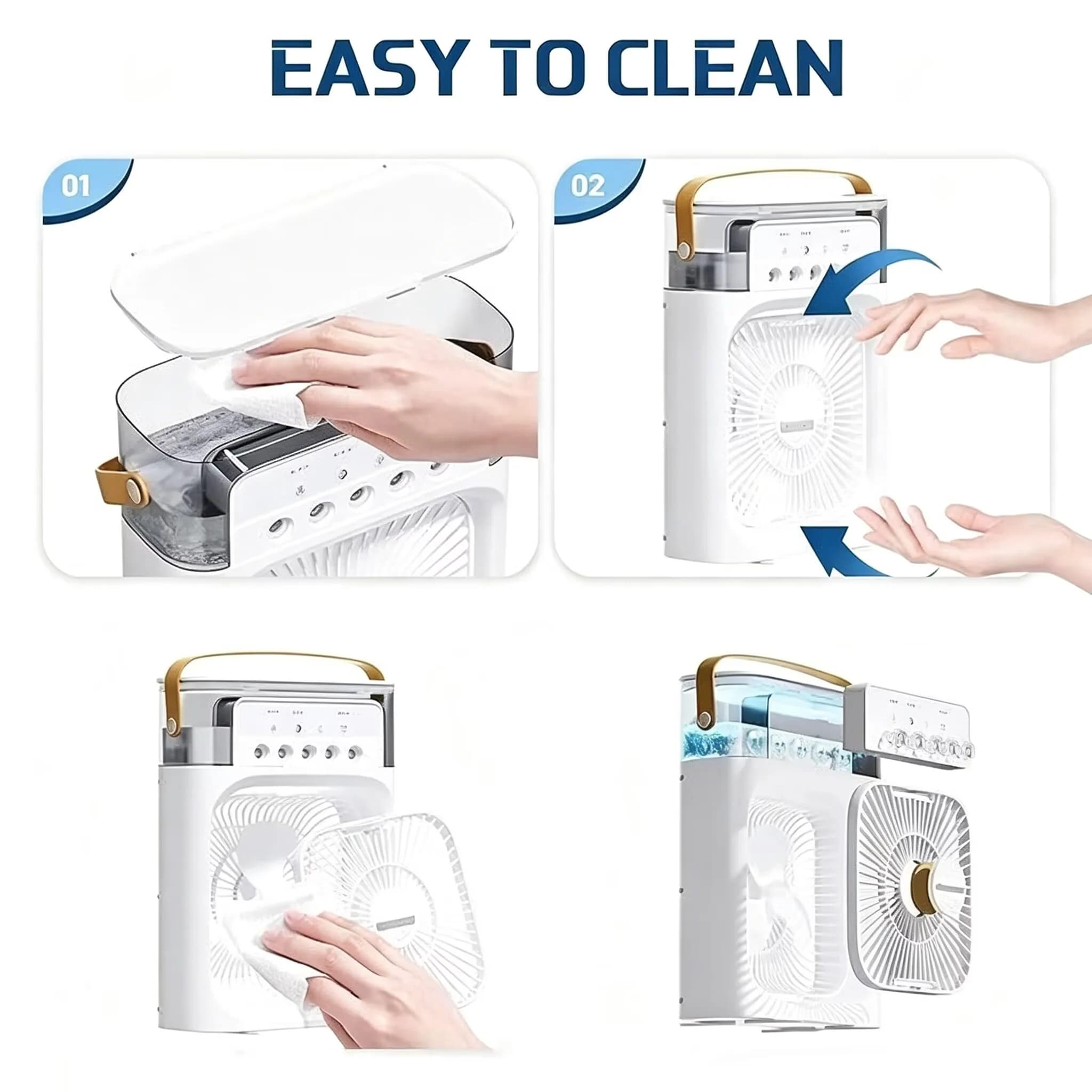 Portable Air Conditioner Fan Cooler Humidifier LED Light Spray Modes UK — image 2