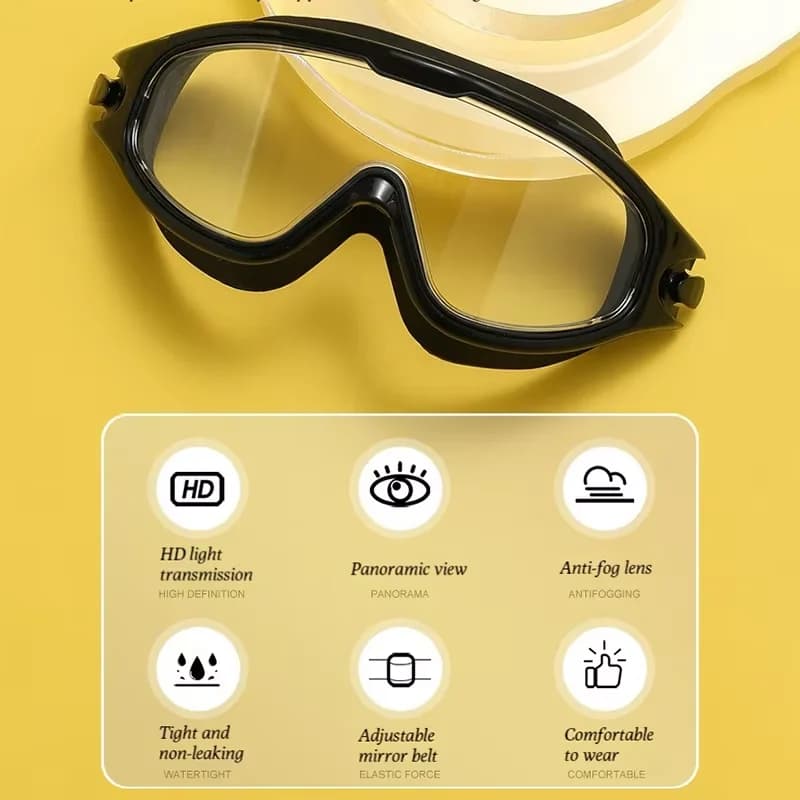 Professional Swimming Goggles Anti Fog Large Frame Swim Glasses with Earplugs — image 2