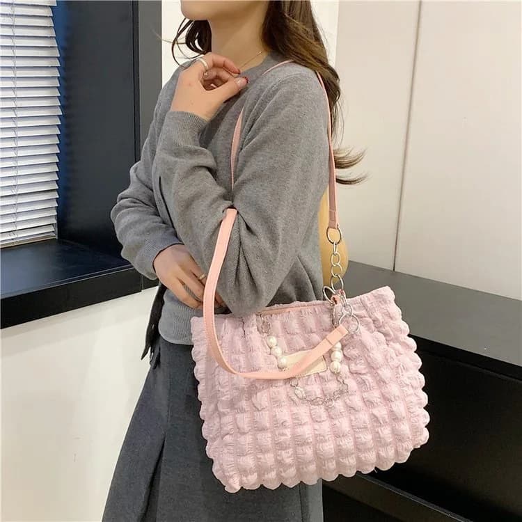 Women's Large Capacity Shoulder Bag Casual Bubble Tote Nylon Fashion — image 2