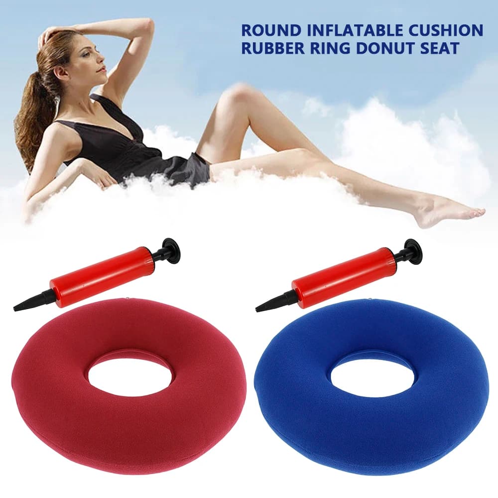 Inflatable Donut Seat Cushion Ring Pillow for Tailbone Pain Relief Office Chair — image 3