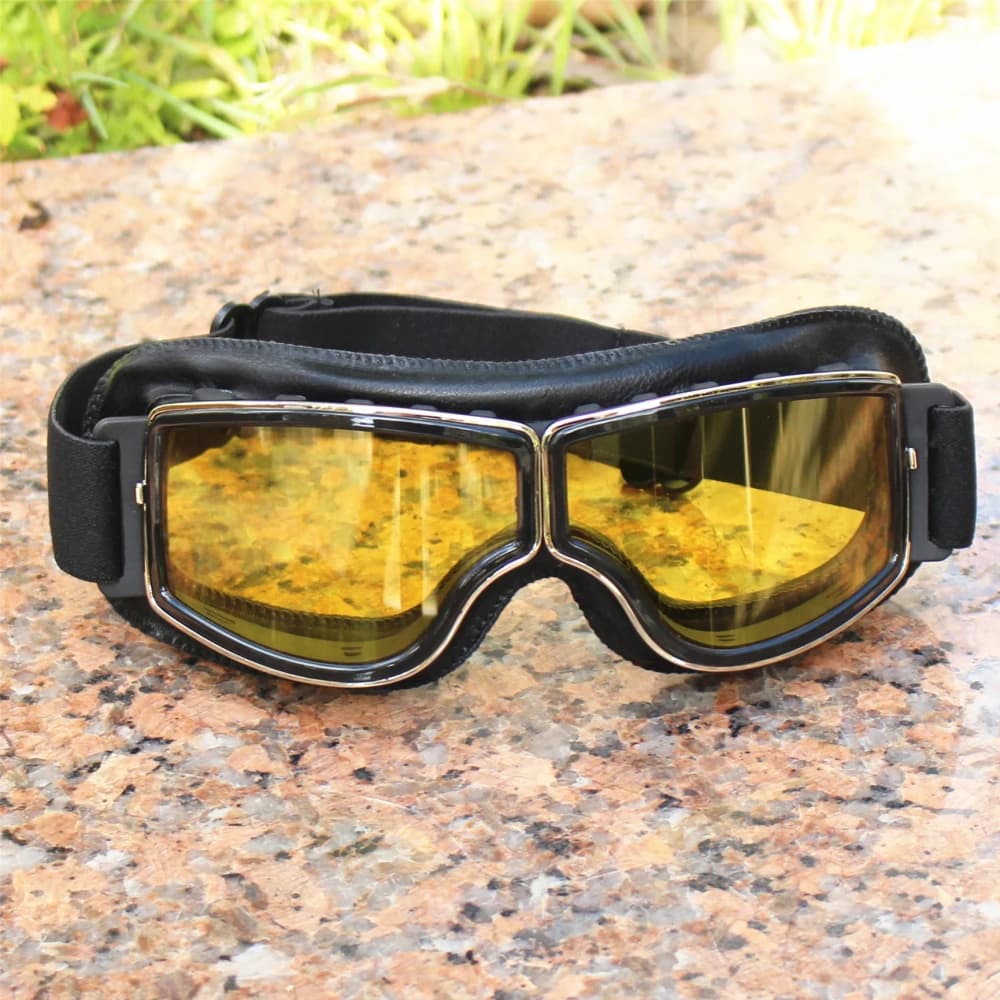 Vintage Motorcycle Goggles Leather Cruiser Folding Glasses Motocross Best Newest — image 8