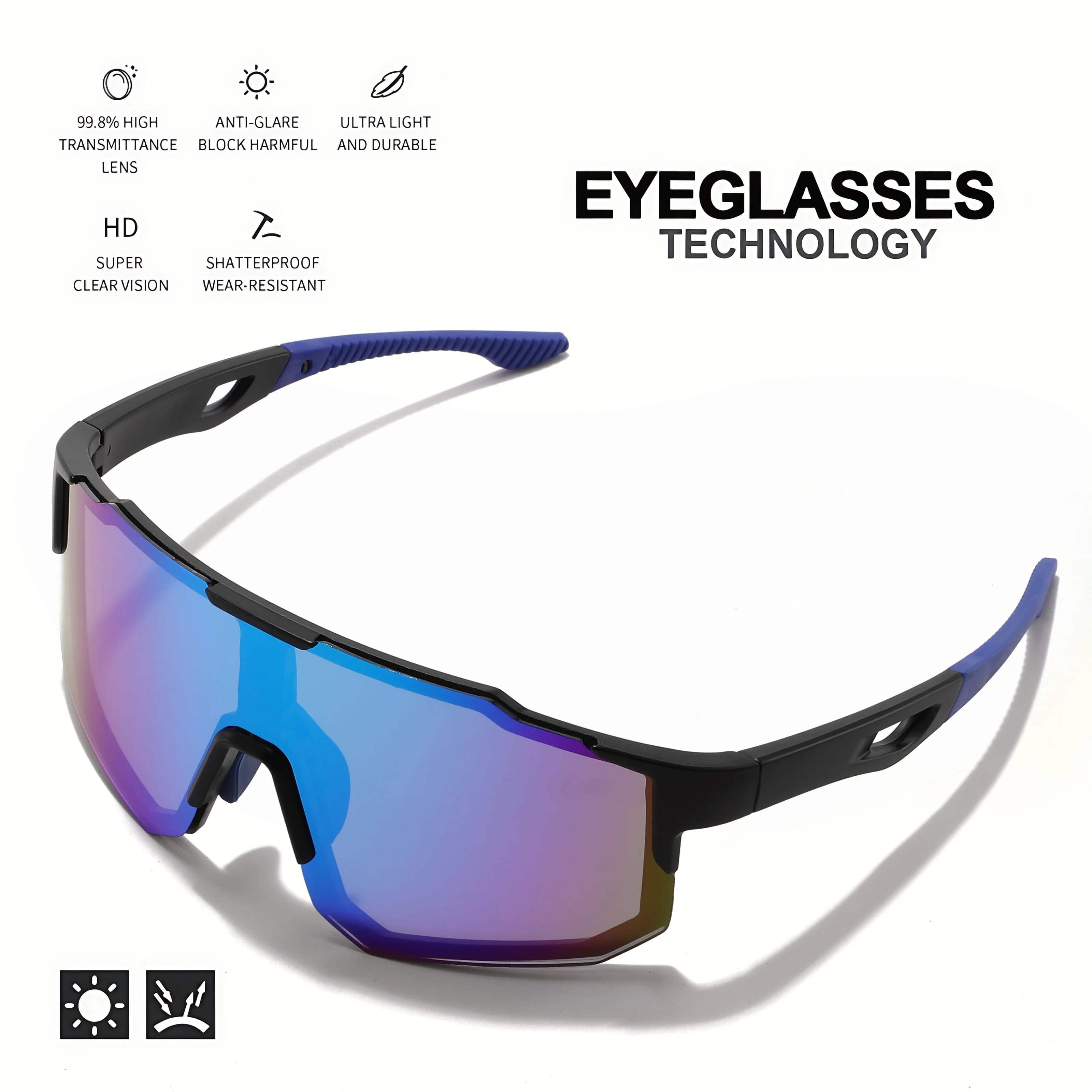 Sports Sunglasses Oversized Wraparound UV400 Cycling Hiking Outdoor New Colorful — image 5