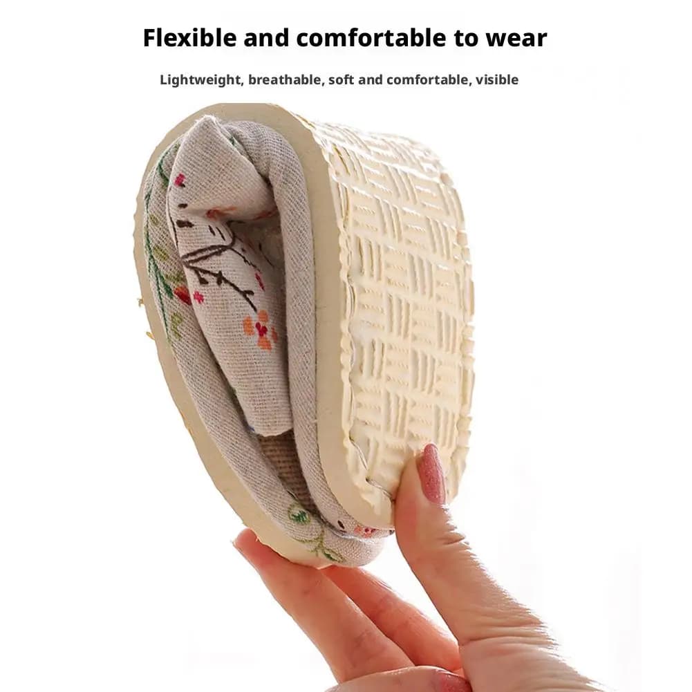 Women's Home Slippers Breathable Linen Lightweight Indoor Slip On Shoes — image 4
