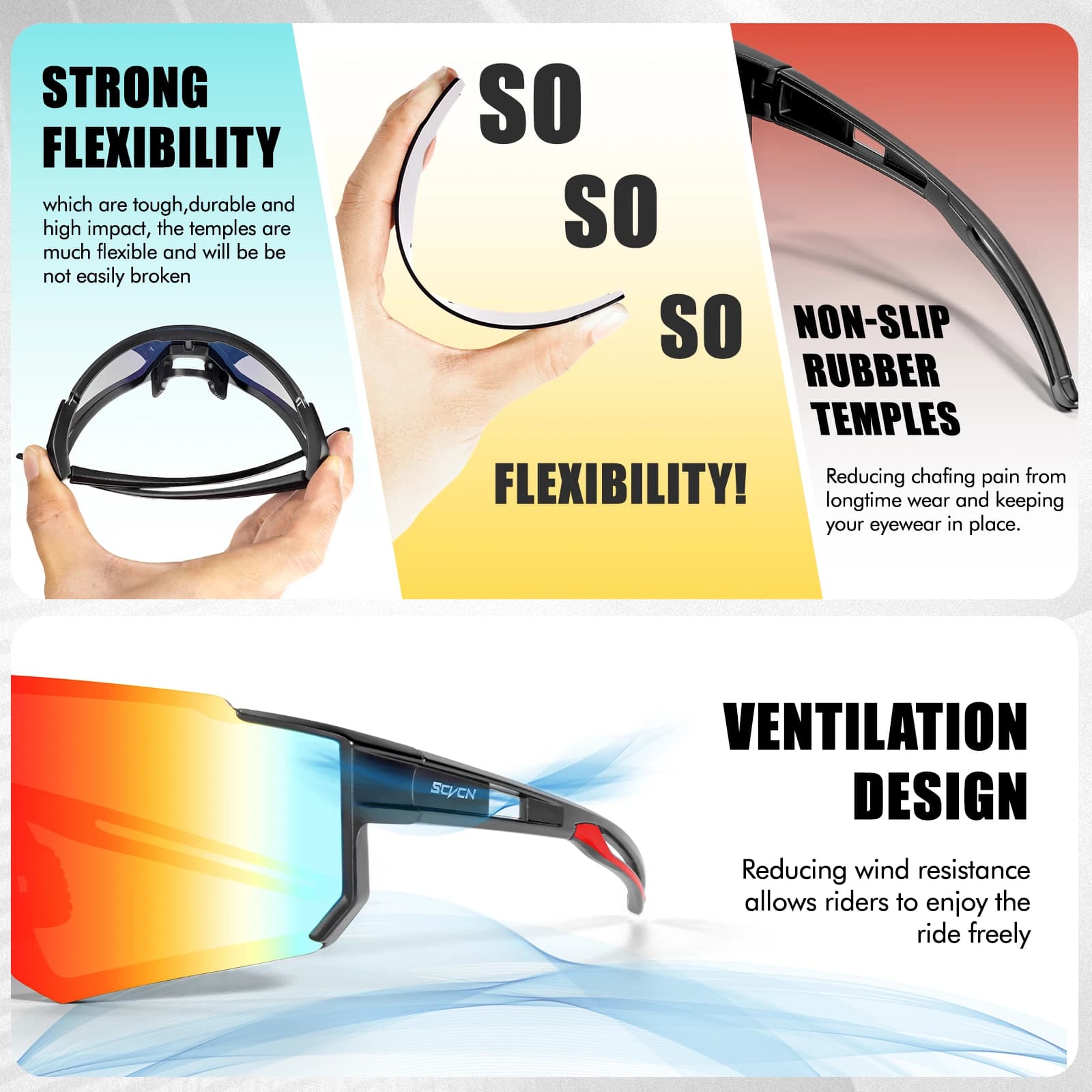Cycling Sunglasses UV400 Men Women Road Bike Sports Mountain Climbing SCVCN New — image 5