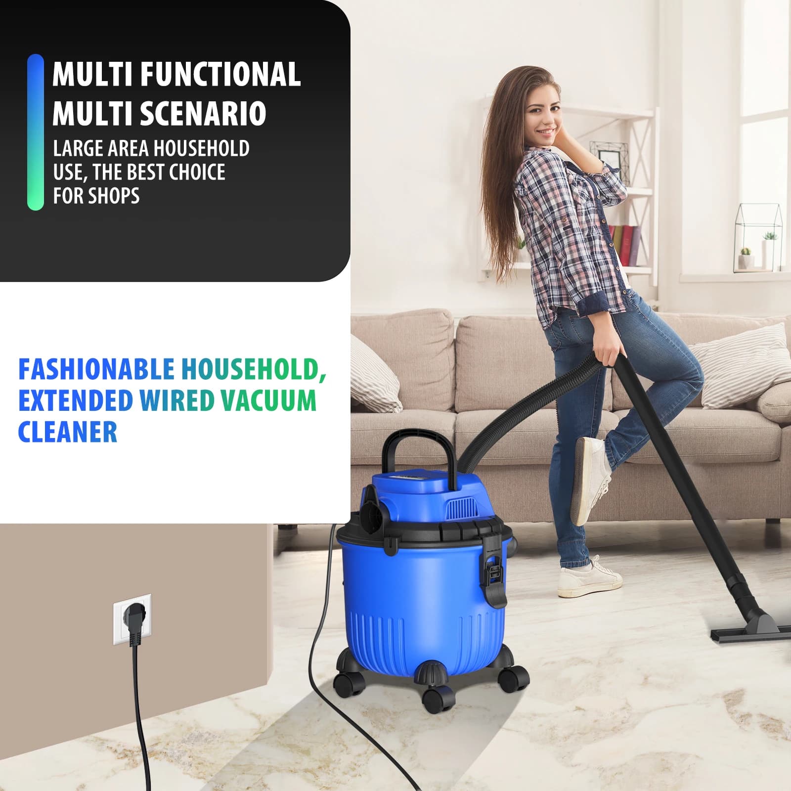 Wet and Dry Vacuum Cleaner 15L Tank 3 in 1 Blower Indoor Outdoor — image 5