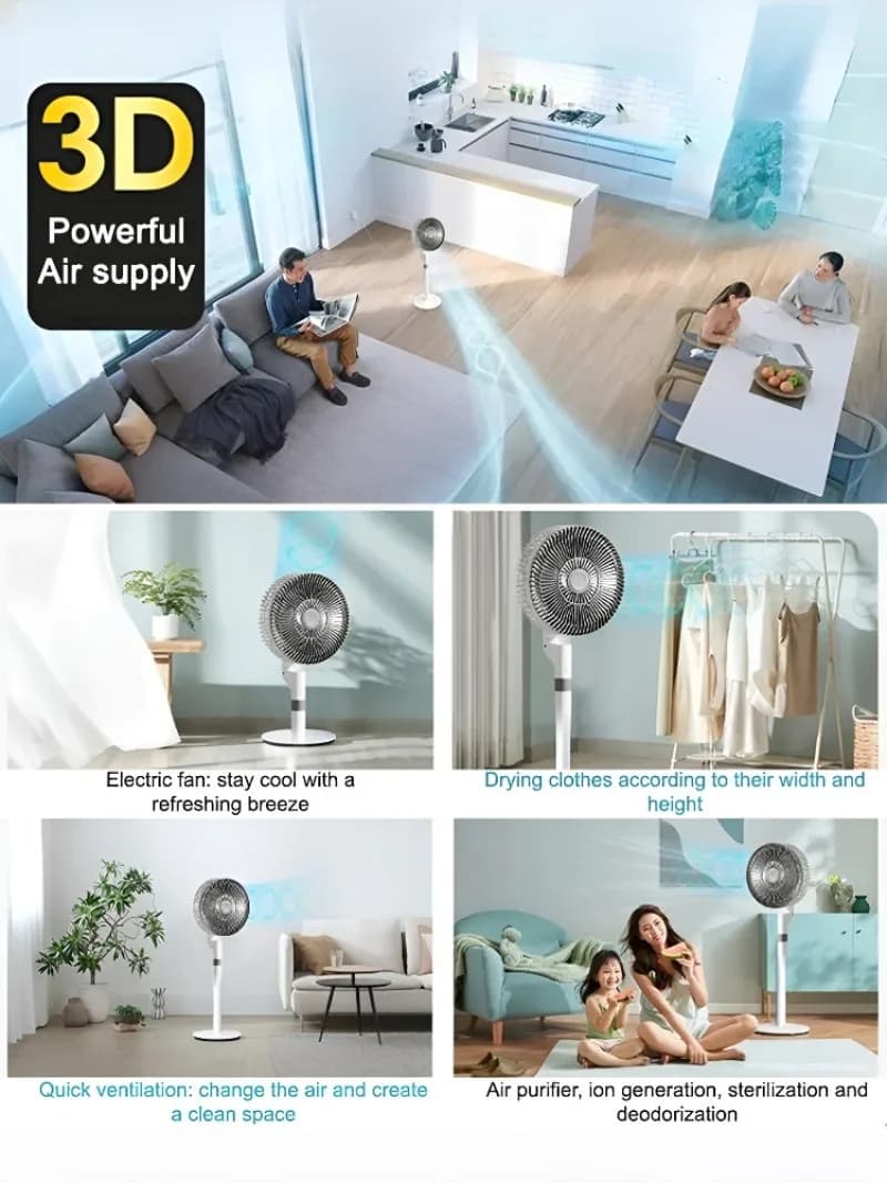 Portable 3D Circulation Fan Desktop Adjustable Speed Quiet Strong Airflow — image 5