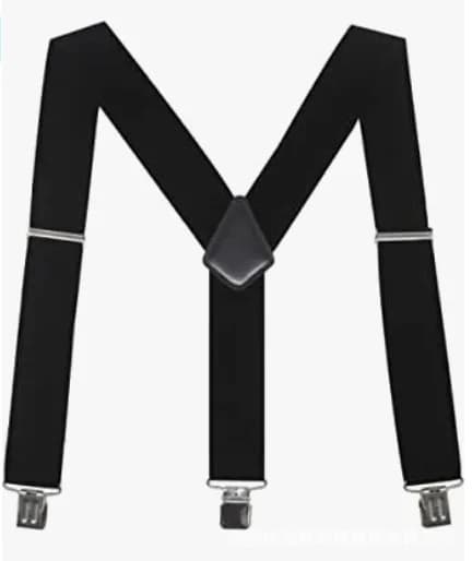 Men's Suspenders Braces 50mm Wide Elastic X-Shaped Four Clip Black — image 17
