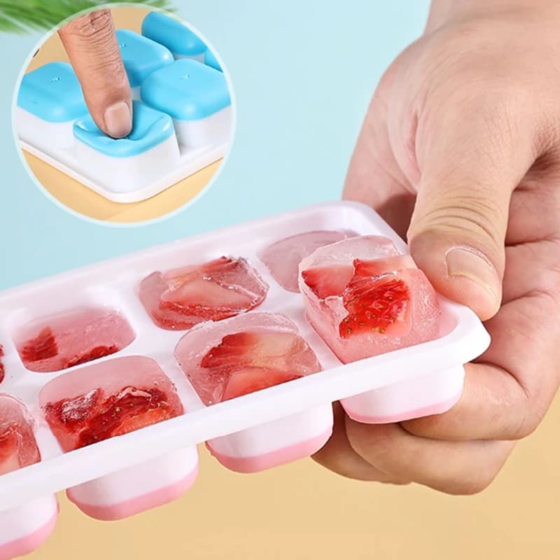 Ice Cube Tray Silicone Mould with Cover Square 14-Cube Easy Release Bar Moulds — image 4