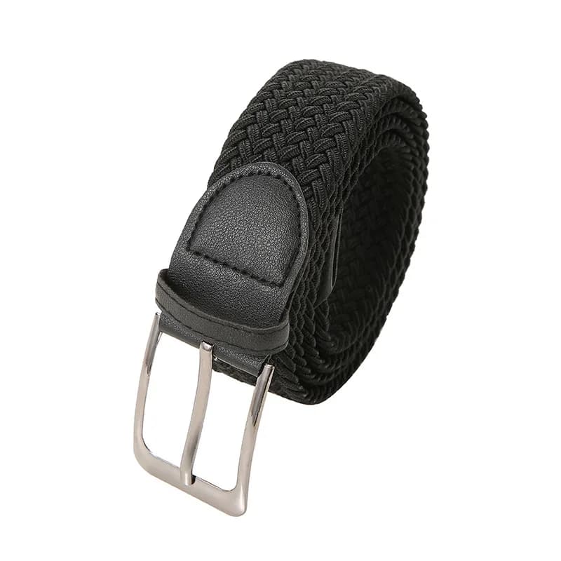 Elastic Woven Canvas Belt Unisex Pin Buckle Stretch Casual Trouser Belt — image 2