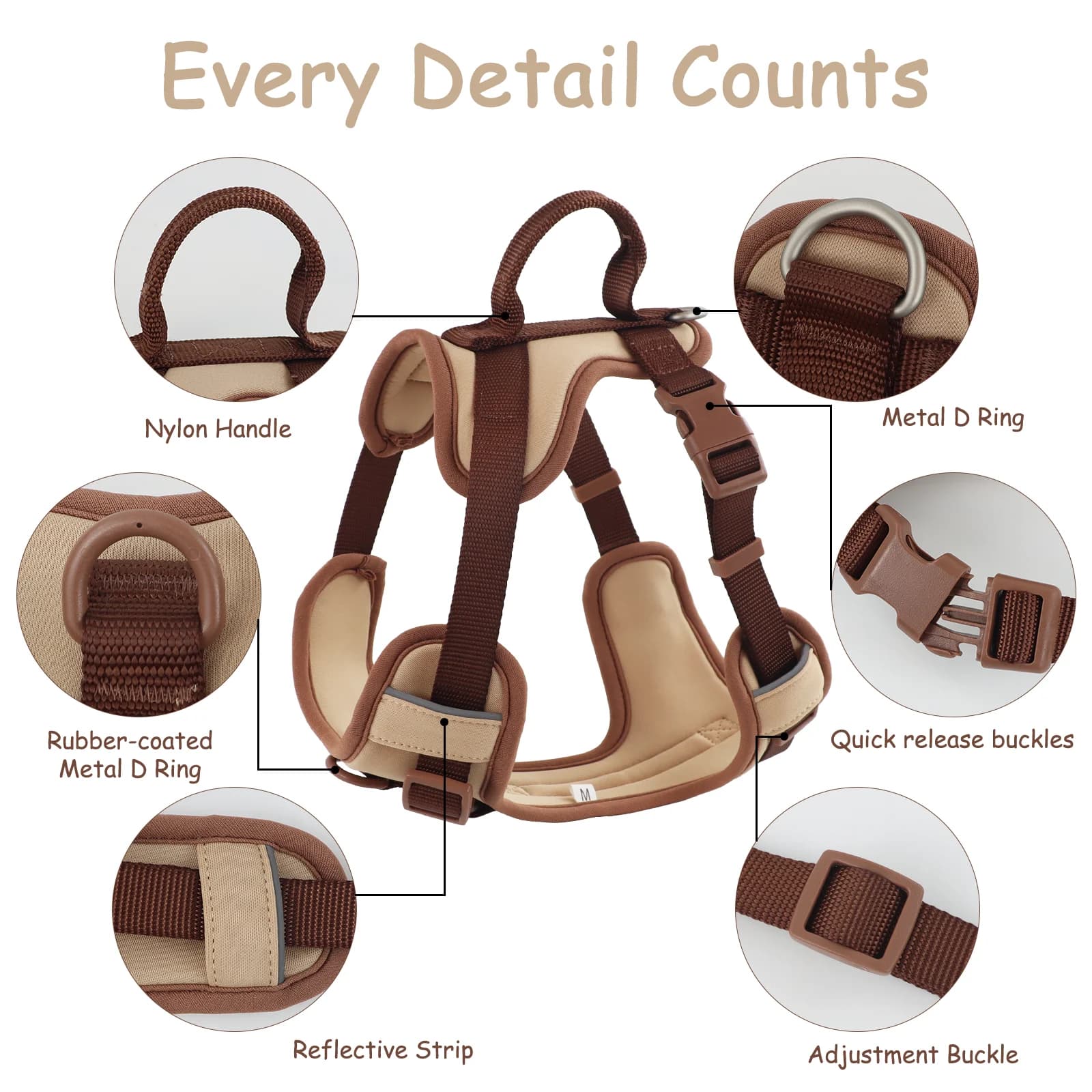 Dog Harness No Pull Adjustable Chest Strap Large Small S M L XL Chocolate UK — image 2
