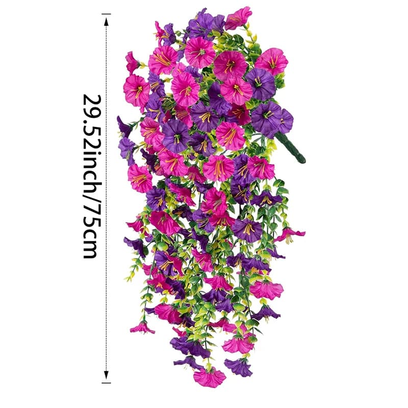Artificial Morning Glory Hanging Vine Flowers 75cm Faux Plant Decor White | 2 Pcs — image 11