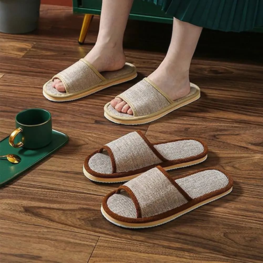 Women's Home Slippers Soft Linen Open Toe Indoor Casual Comfortable Sandals — image 3