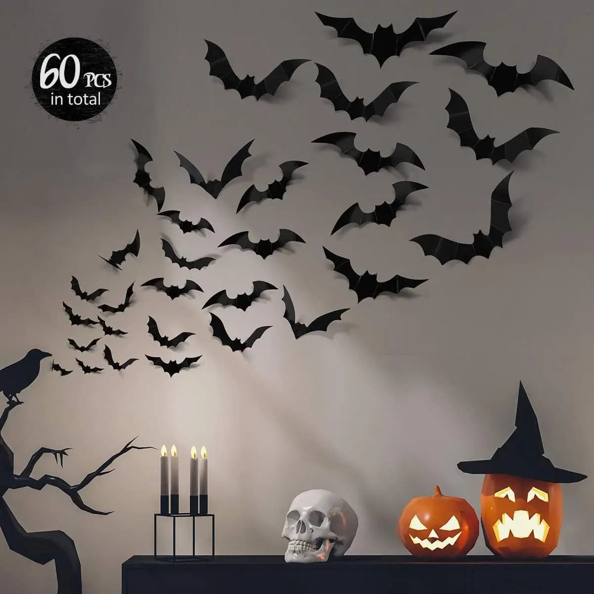 12 Pcs Halloween 3D Bat Wall Stickers Decoration Party Decor Furniture Yard — image 2