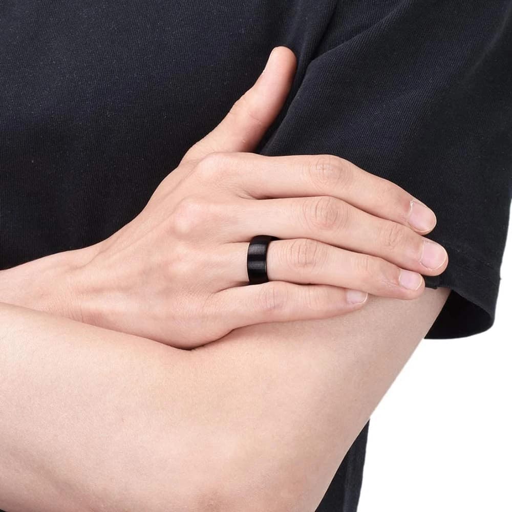 8mm Black Matte Titanium Ring Engagement Wedding Band for Men — image 4