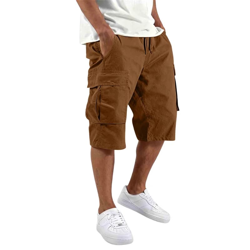 Men's Cargo Shorts Loose Fit Multi-Pocket Drawstring Summer Straight UK — image 13