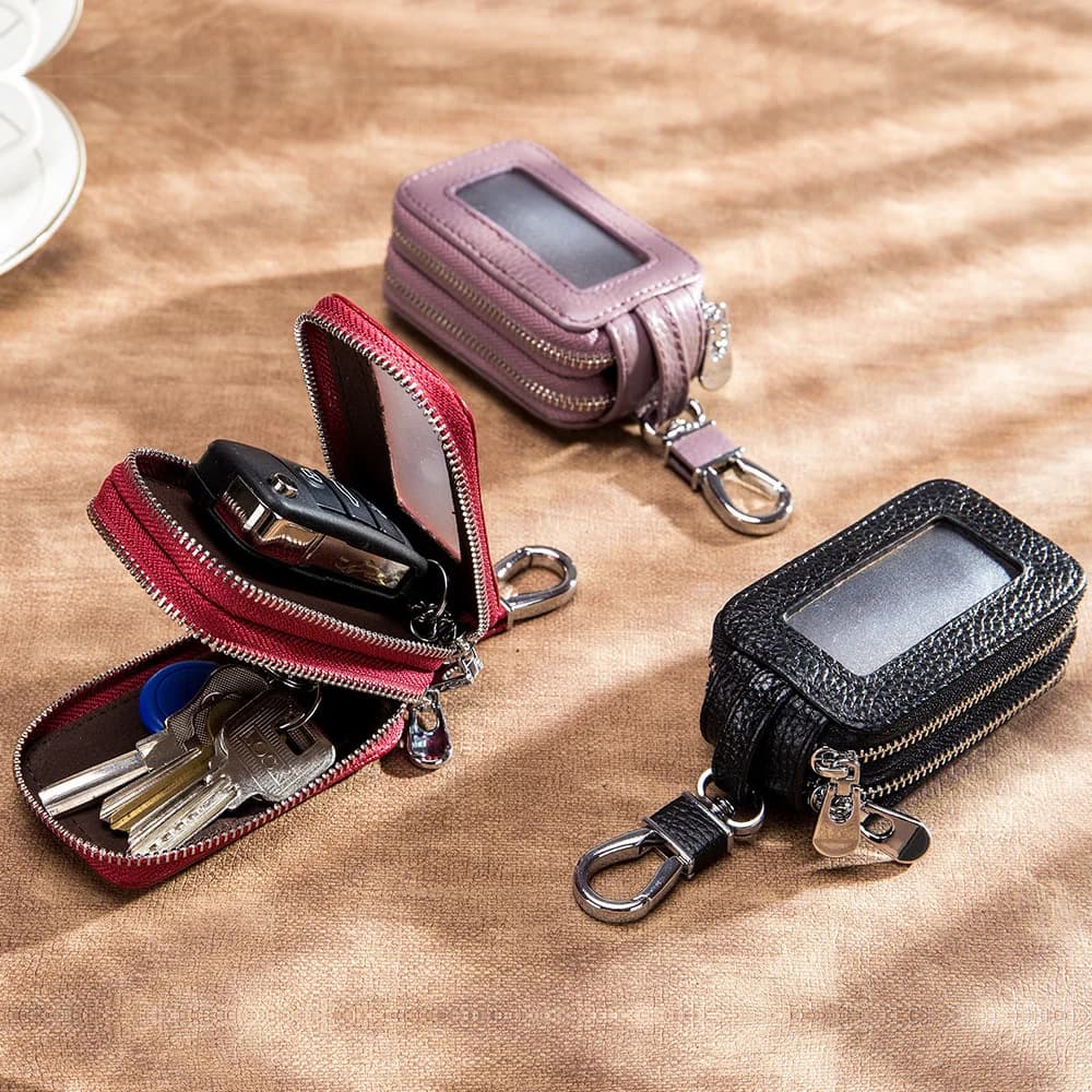 Genuine Leather Car Key Wallet Zipper Key Organiser Case Unisex — image 2